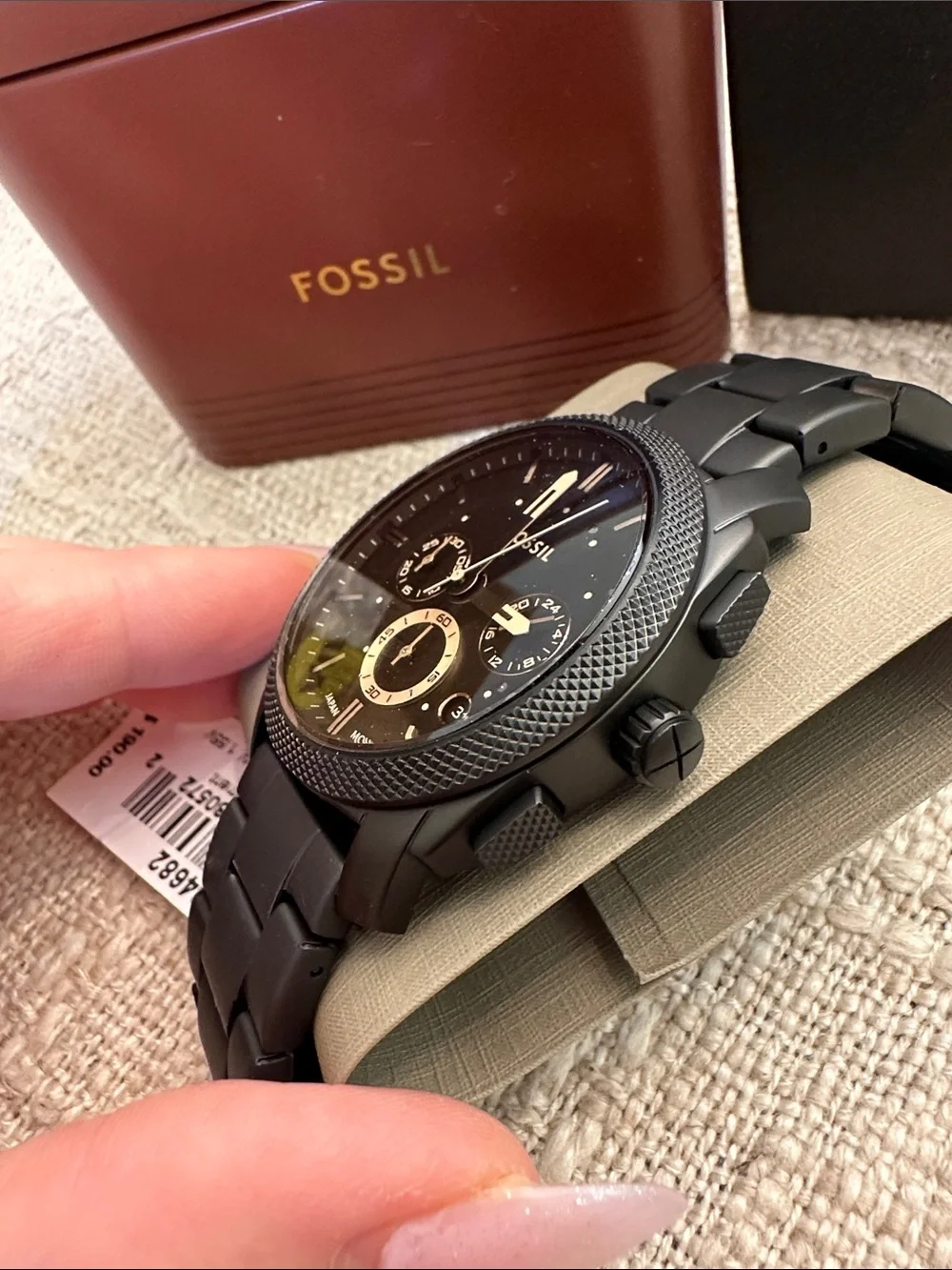 Fossil Matte Black Watch with Gold Accents